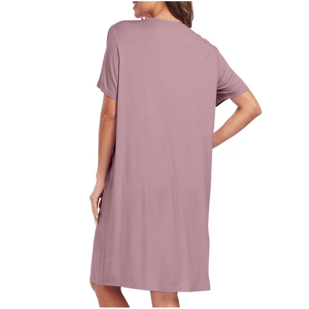 Little Sleepies Womens XS Mauve Bamboo Viscose Short Sleeve Pocket Sleep Dress